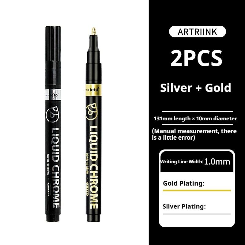 6/1pcs Chrome Pen Marker Reflective Mirror Electroplating Paint Repair Marker For Rock Ceramic Glass 0.8/1/2mm Nib Art Craftwork