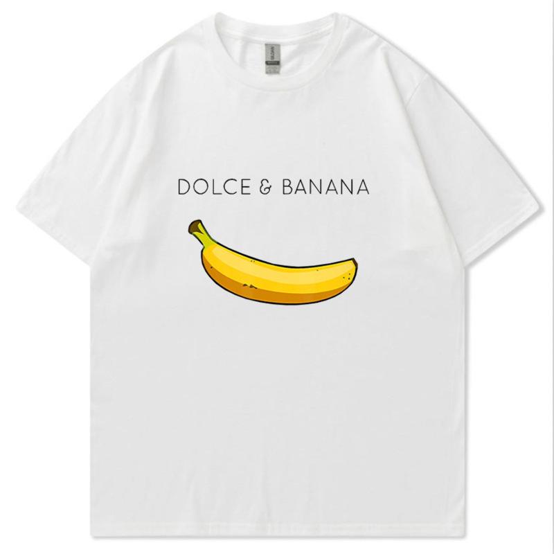 Summer Men's T-shirt High Quality 100% Cotton Funny Banana Printing Casual Loose O-neck Men Short Sleeve T-shirt Male Tees Tops