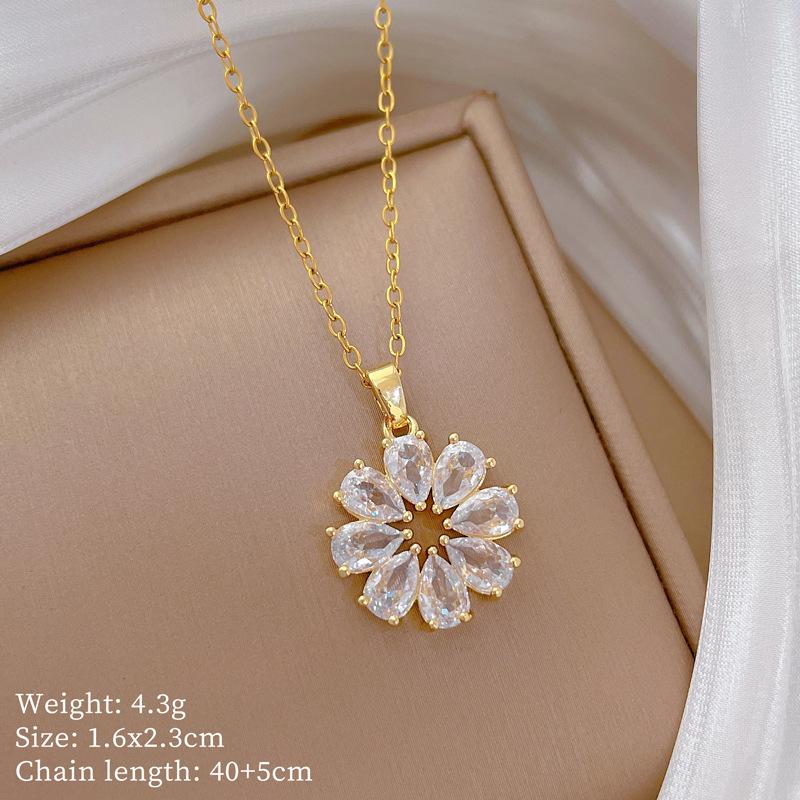 Multi-Element Style Copper Micro-Inlaid Necklace Combination Female Real Gold Electroplated Exquisite Collarbone Chain