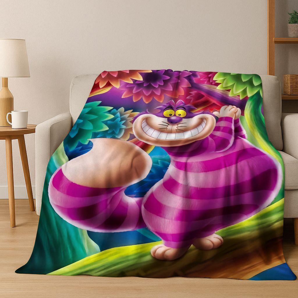 Dream Cheshire Cat Alice In Wonderland Cartoon Flannel Blanket,Cozy Soft Throw Blanket for Home Bedroom Bed Sofa Cover Gift Kid
