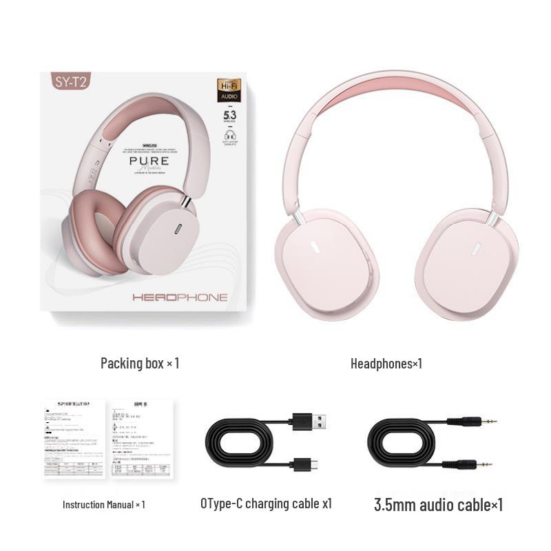 Trendy Over-Ear Wireless Bluetooth Headphones: Large Earcups, Noise-Canceling, Hi-Fi, E-Sports, Stylish and Portable Headset
