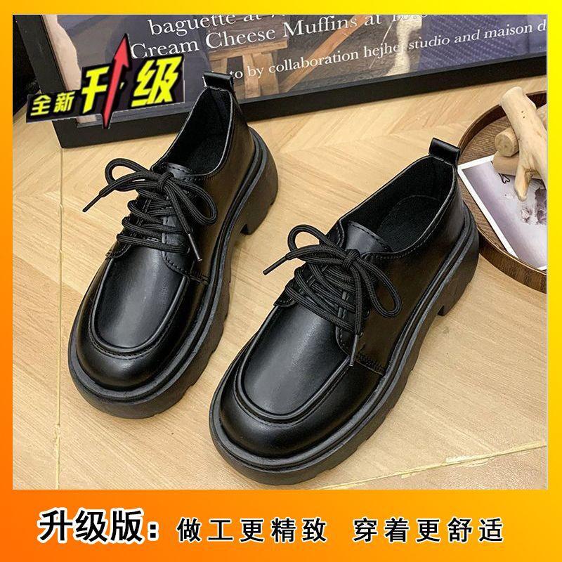 Retro British style student versatile lace-up platform heightening single shoes with skirt small leather shoes women's 2025 autumn new models
