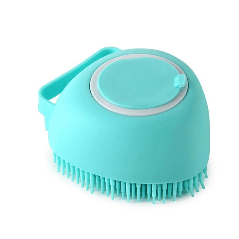 2-in-1 Pet Bath Brush Dog Cat Grooming Tool with Shampoo Dispenser Soft Silicone for Shower Massage and Cleaning