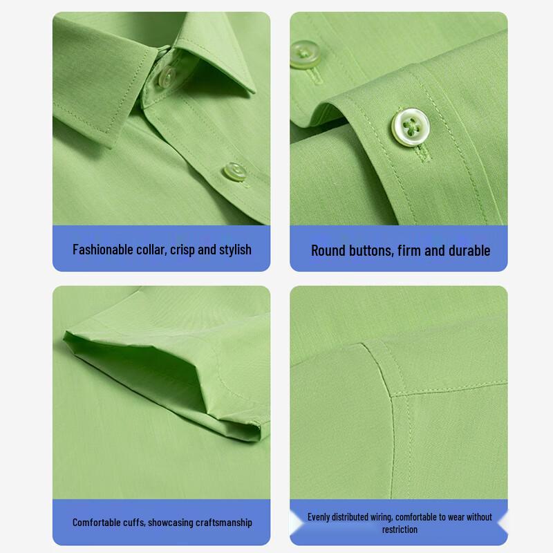 Unisex Elastic Bamboo Fiber Wrinkle-Resistant Short Sleeve Shirt