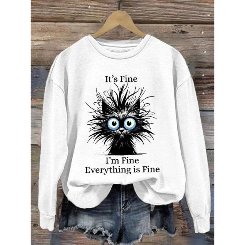 Womens Christmas Print Crewneck Sweatshirt Loose Fit Long Sleeve Pullover