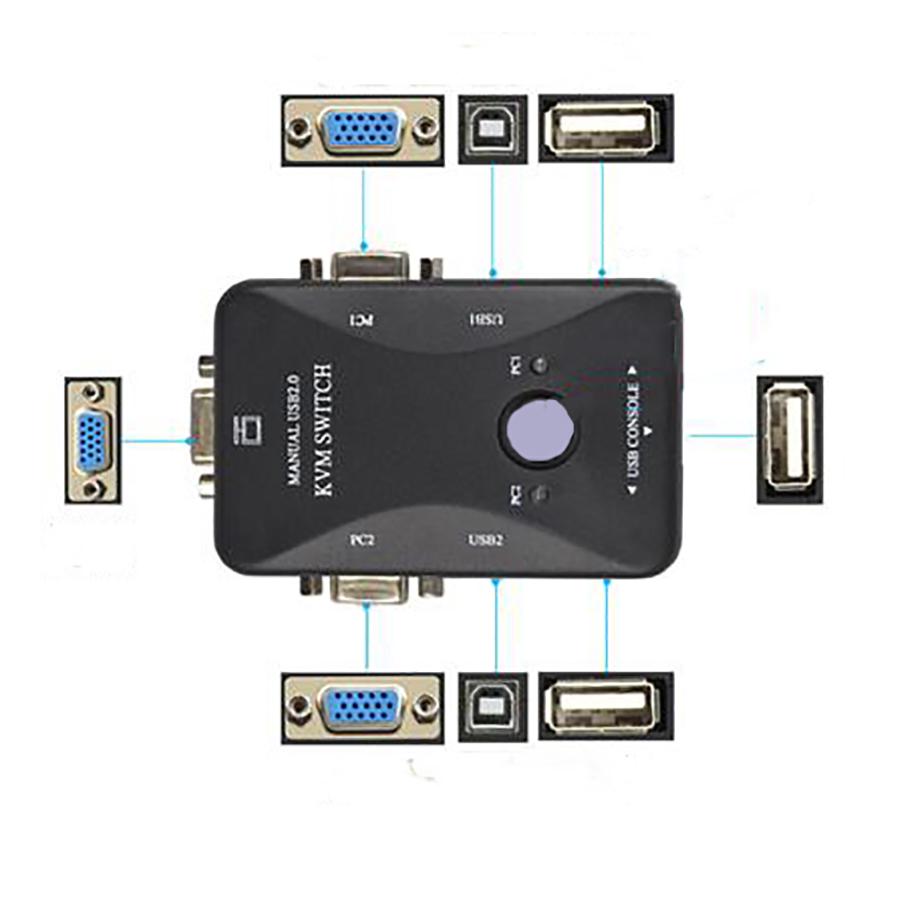 2 Port USB/PC2 KVM VGA Switch Keyboard mouse switch