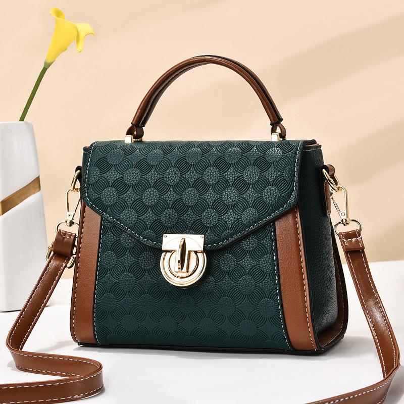 Fashion Embossed Leather Women'S Handbag Classic Retro Shoulder Bag Leisure Brand Crossbody Bag Colored Small Square Bag