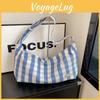 Gestreifte Canvas-Tragetasche mit großem Fassungsvermögen und Reißverschluss für den täglichen Freizeitgebrauch Damen
