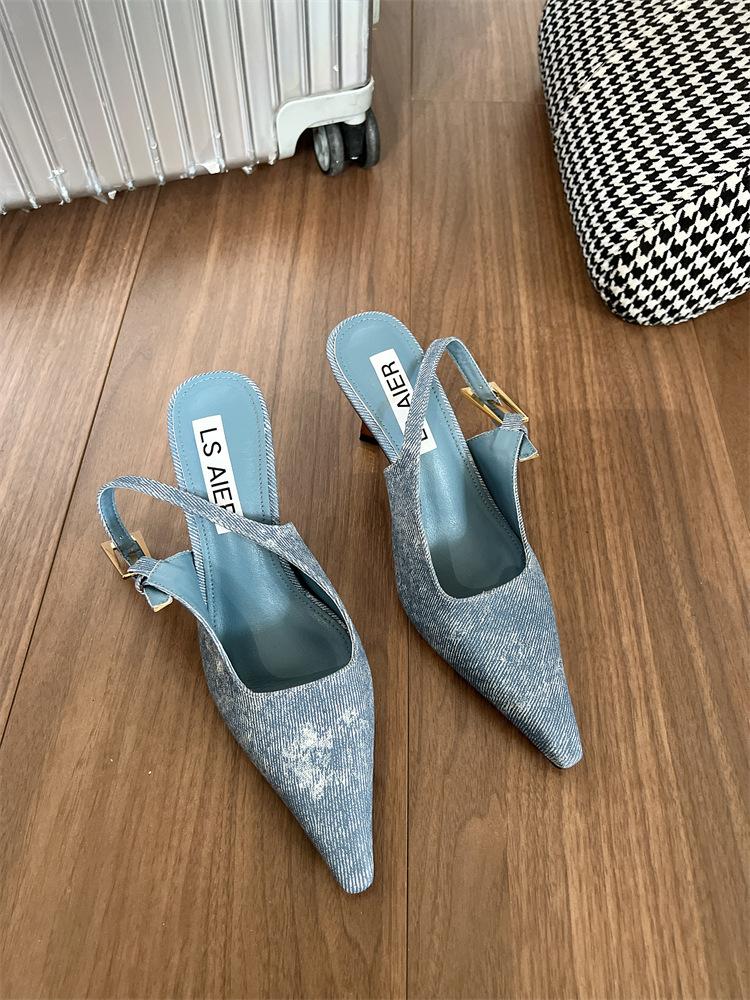 

Сексуальные серебристые туфли на высоком каблуке для женщин 2024 Новые кожаные летние туфли-лодочки Женские туфли на тонком каблуке Слингбэки Туфли-лодочки с острым носом Траф 35