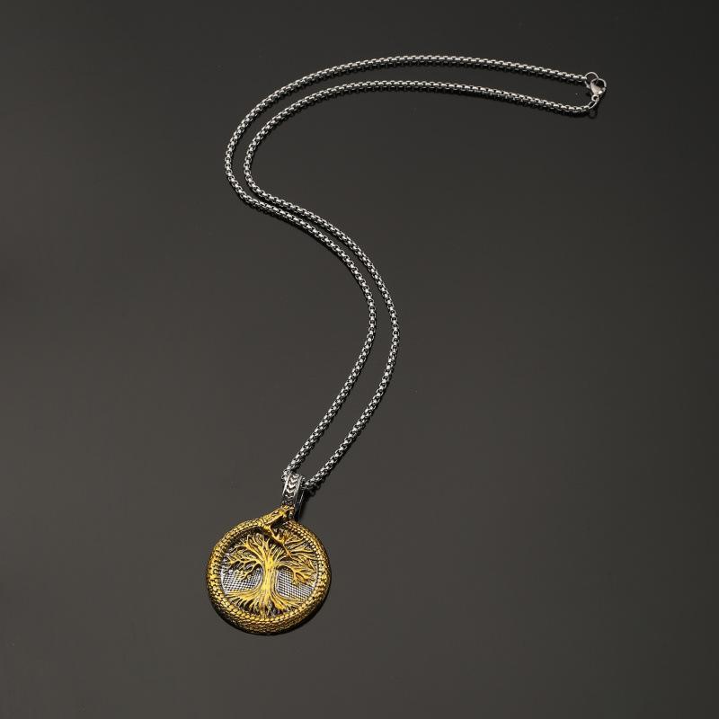 Vintage Viking Serpent Tree Of Life Pendant Necklace Nordic Style Party Accessory