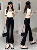 Women's Black High-Waisted Slimming Micro-Flare Pants with Slit - Summer 2025 Collection