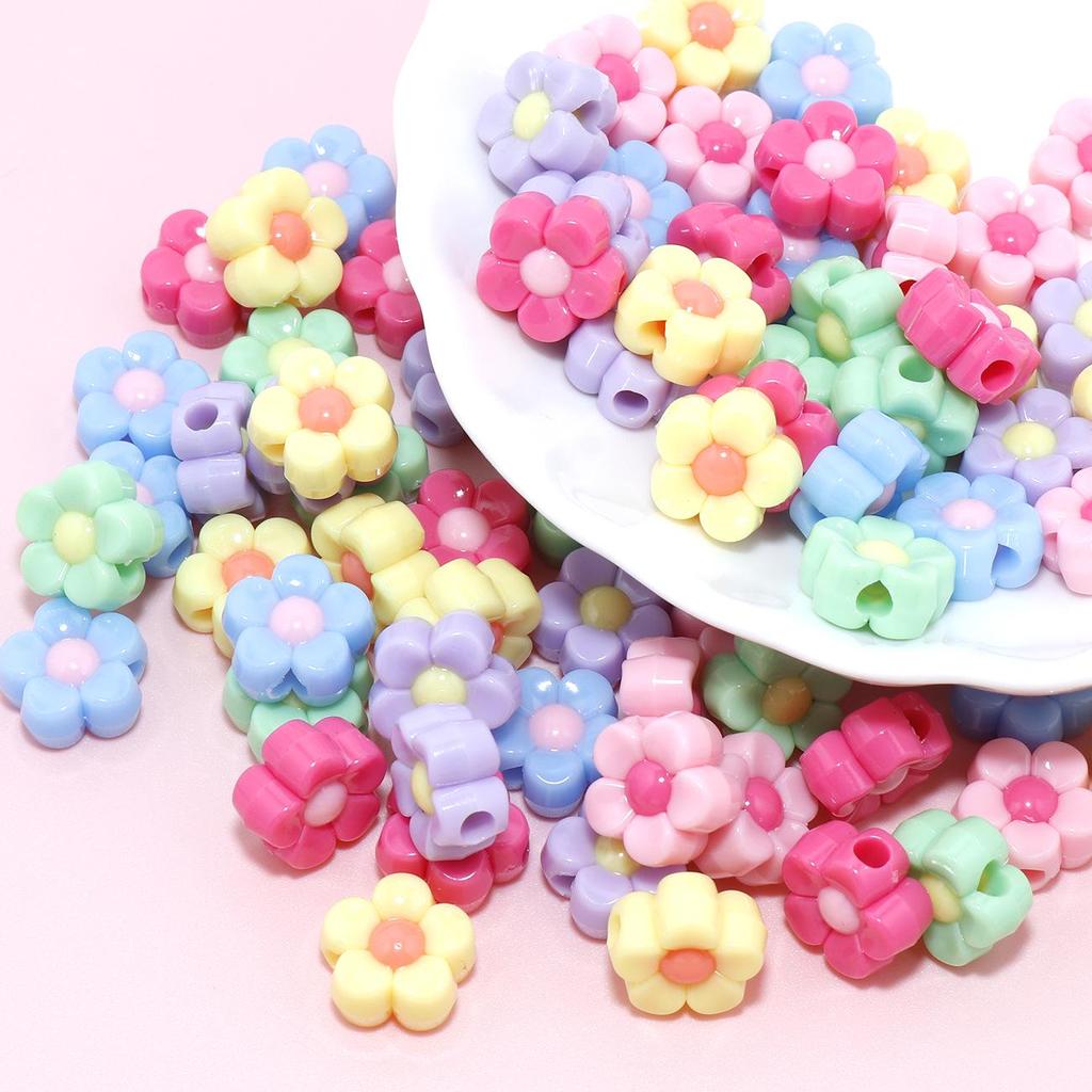 Acrylic Double Color Cartoon Flower Beads for DIY Petal Bracelets and Jewelry Accessories