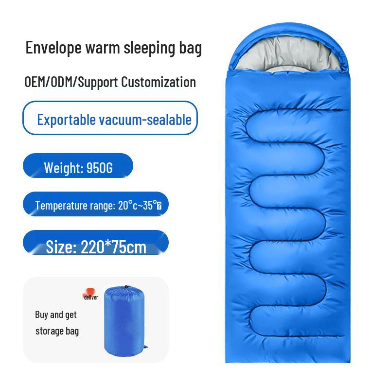 Outdoor Camping Portable Envelope Sleeping Bag - Dirt-Proof, Warm, Thick, Pure Cotton for Adults Single Sleeping Bag