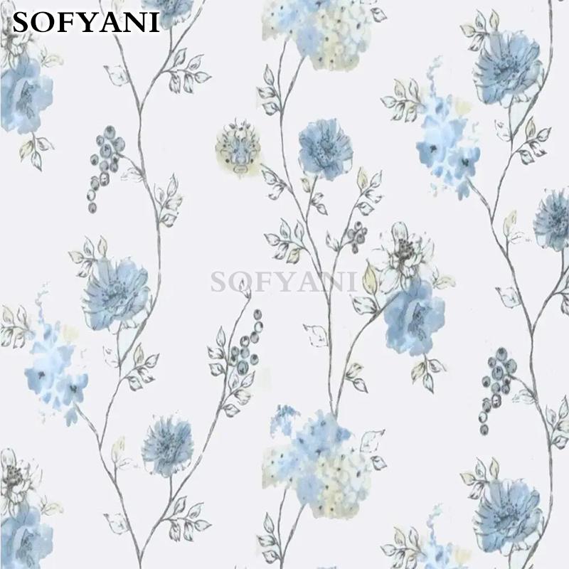 

Ретро Обои с Синими Цветами - Самоклеящаяся Контактная Бумага Съемные Водонепроницаемые Обои Сделай Сам Подходят для Украшения Мебели 300cmx45cm