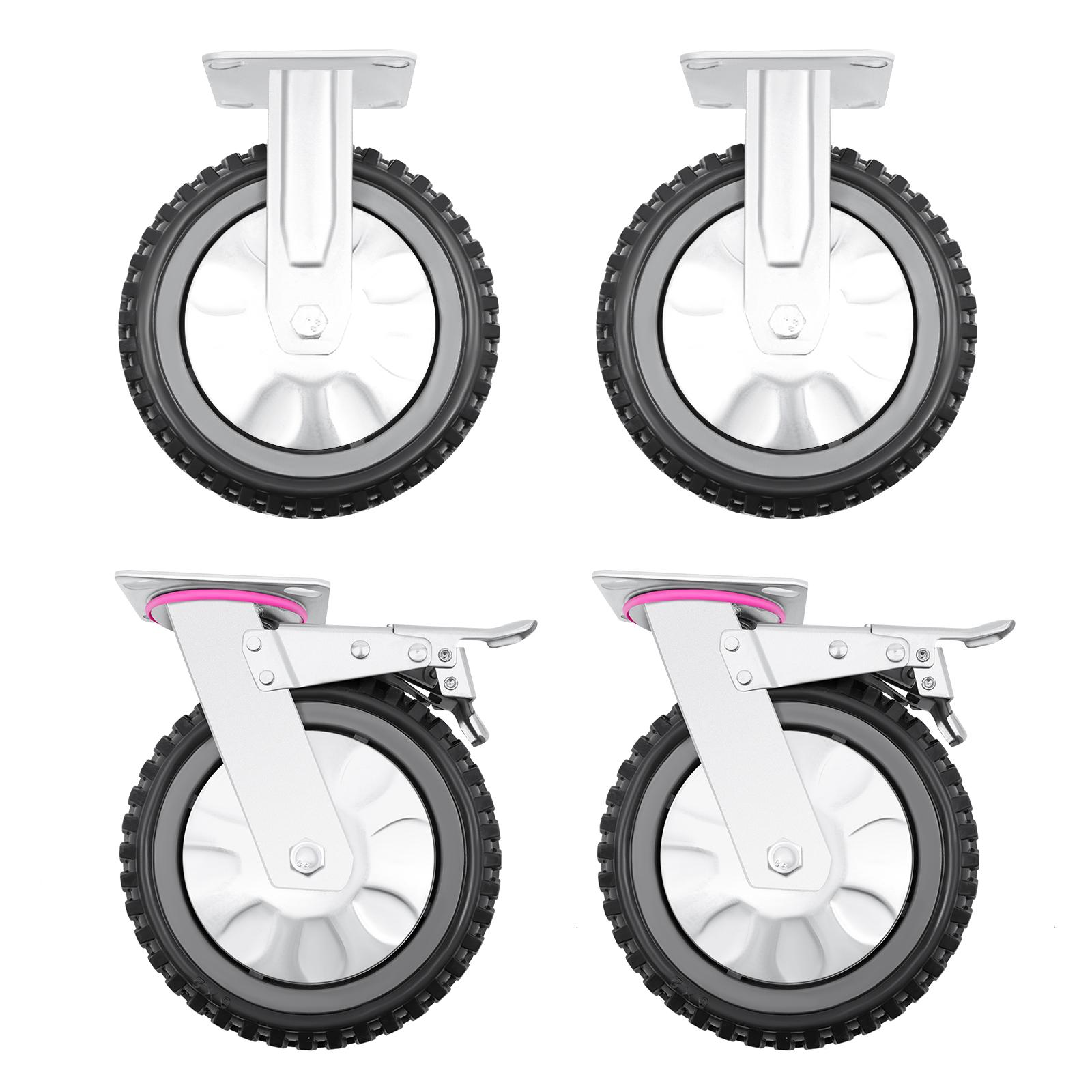 

4Pcs Heavy Duty Caster Wheels 8 600kg Load, PVC Iron Double Bearing with 2 Brakes for Hand Trucks Tool Carts Warehouse Hospit сірий