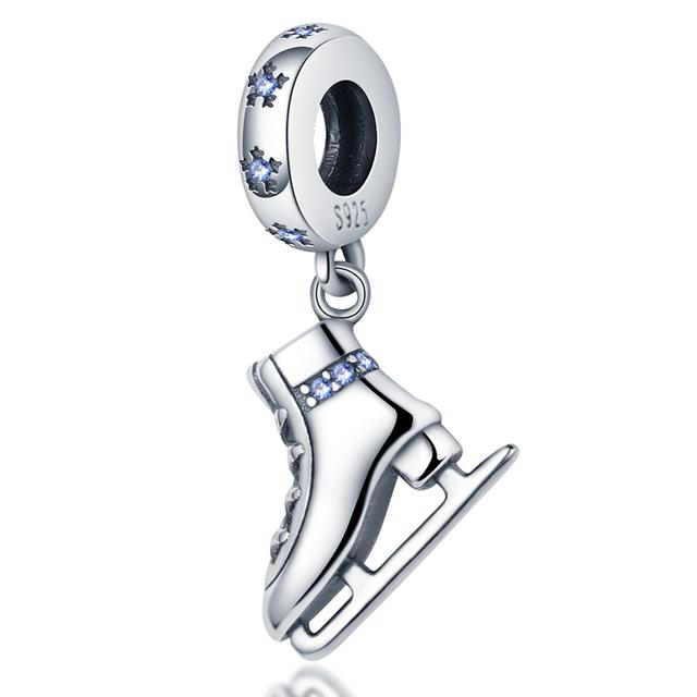 Sport Love Dangle Charm Fit Armband Halskette 925 Silber Skate Schuhe Perlen Anhänger Silber 925 Original Schmuck