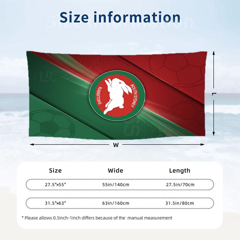 South Sydney Rabbitohs Fashion Beach Towel Portable Soft Quick Dry Towel For Swimming Camping Holiday Use