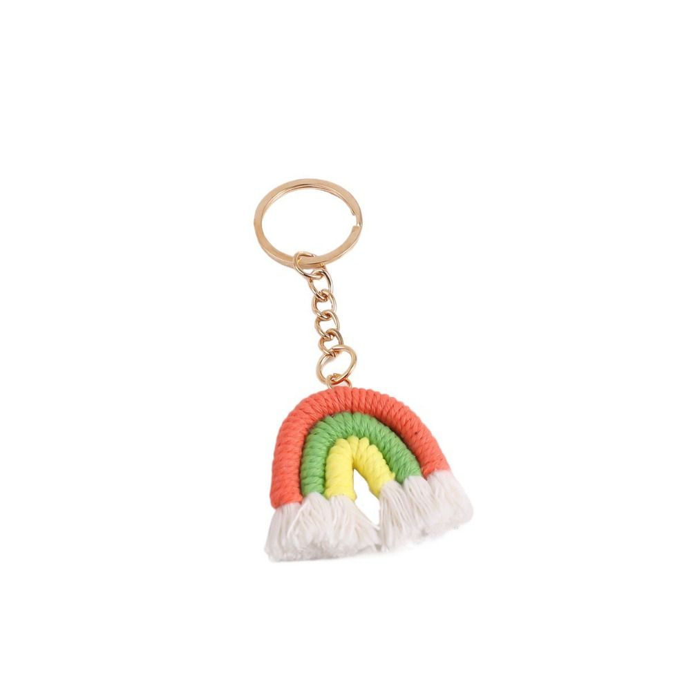 Pretty Three Color Rainbow Key Chain Fashion Knitted Rainbow Keychain  Girl