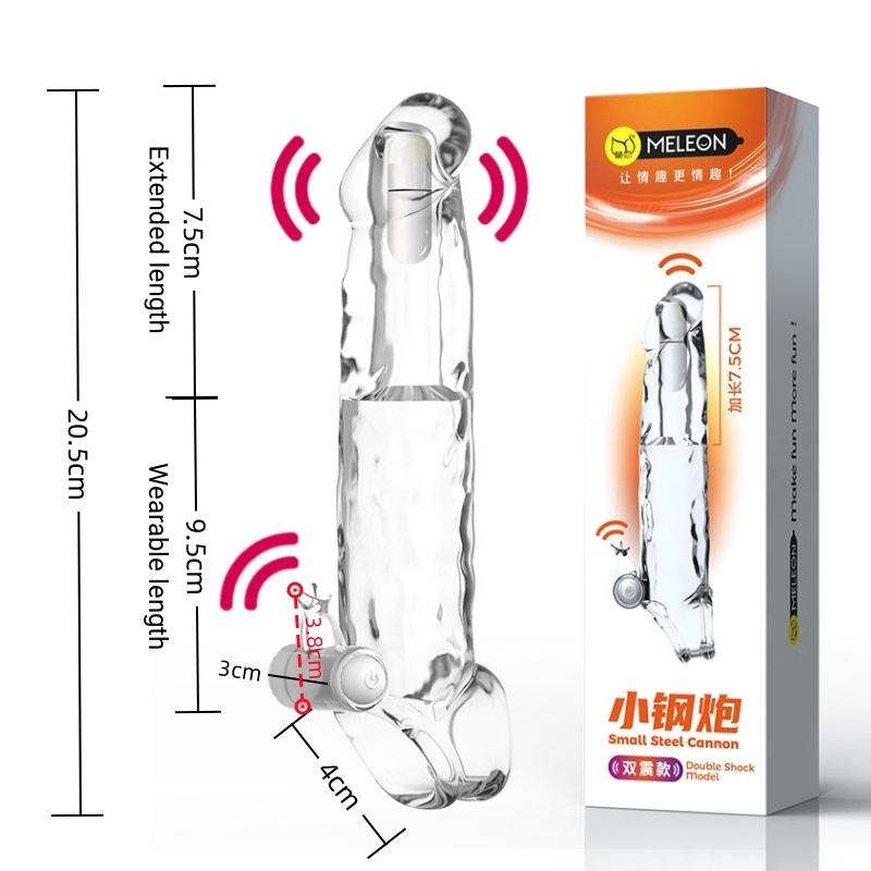 MELEON Penis Extension Sleeve Vibrator Extender Reusable Condoms Soft Delay Ejaculation Dick Sleeve Adult Sex Toys for Men