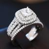 Brilliant 2Pc/set Rings for Wedding Opulent Gorgeous Sparkling Jewelry for Women Charming Trendy Chic Finger Accessories