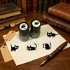 Cute Black Cat Stamp Set Self-Inking Light-Sensitive Stamps for Notebooks Cards Planners Creative DIY Craft Tool for Kids Adults Teacher
