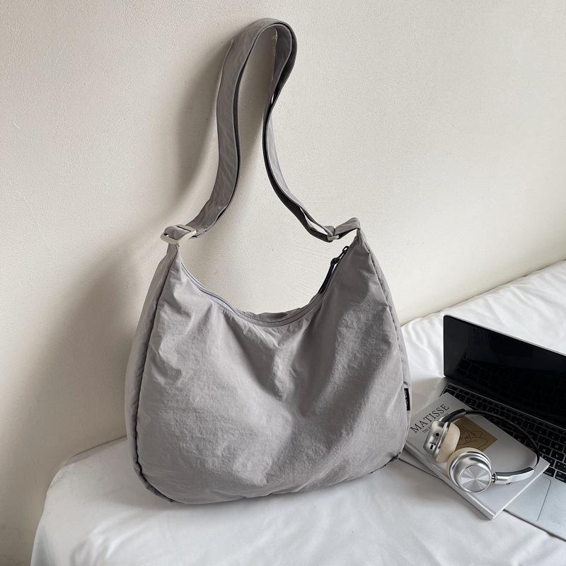 

Однотонная японская студенческая сумка-тоут для учебы большой вместимости для поездок на работу новая 2025 сумка-мессенджер холщовая на плечо нейлоновая серый