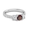 Garnet Triple Stone pave Band Ring - 925 Sterling Silver