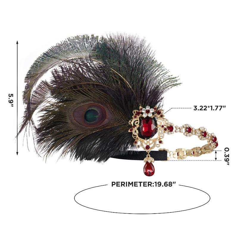 Western 1920s Peacock Feather Headdress Headband Gatsby Party Masquerade Halloween Women's Set Elegant Essential