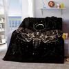 Moth Deer Antlers Print Flannel Throw Blanket - Reversible All-Season Polyester for Office, Home & Gift