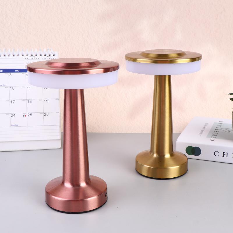 1 Set Dumbbell Table Lamp LED Metal Touch Rechargeable Night Light for Bedroom Reading Home Decor
