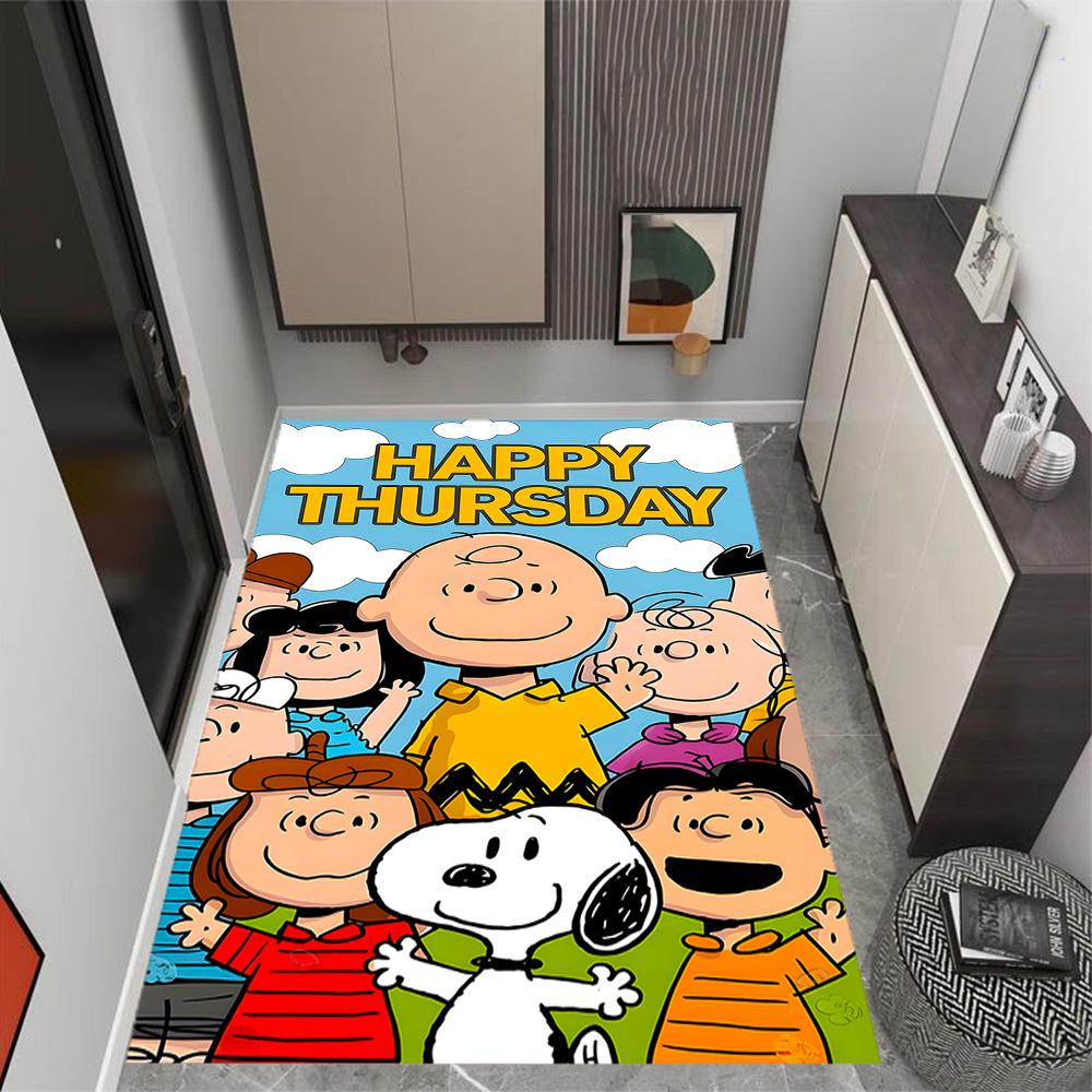 Snoopy's Peanuts Gang Themed Anti-Slip Rugs - Polyester Home Decor, Suitable for Bedrooms, Living Rooms, Doorways, Studios, and Decorations