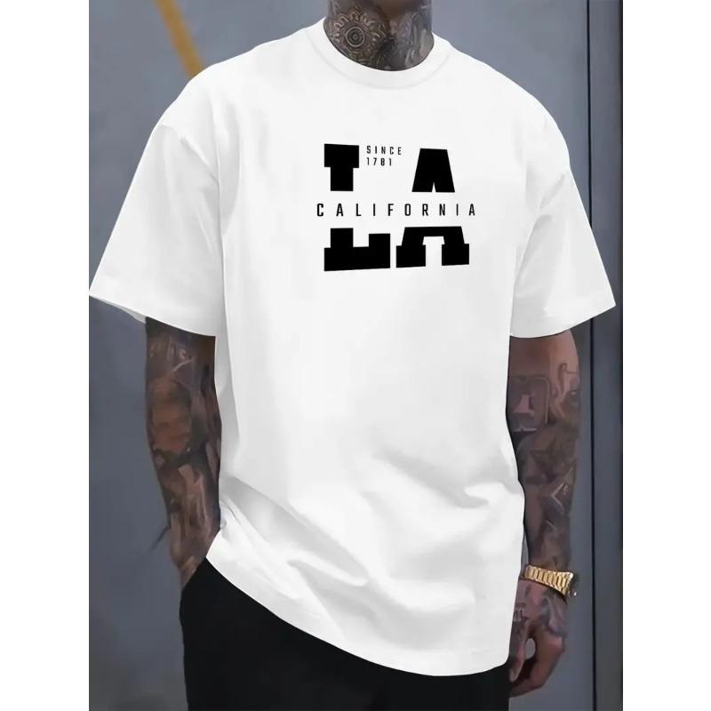 European Sizes Creative Round Neck T-Shirt Trendy Fashion Short Sleeve, Casual Daily Style Top for Men Comfortable T-Shirt