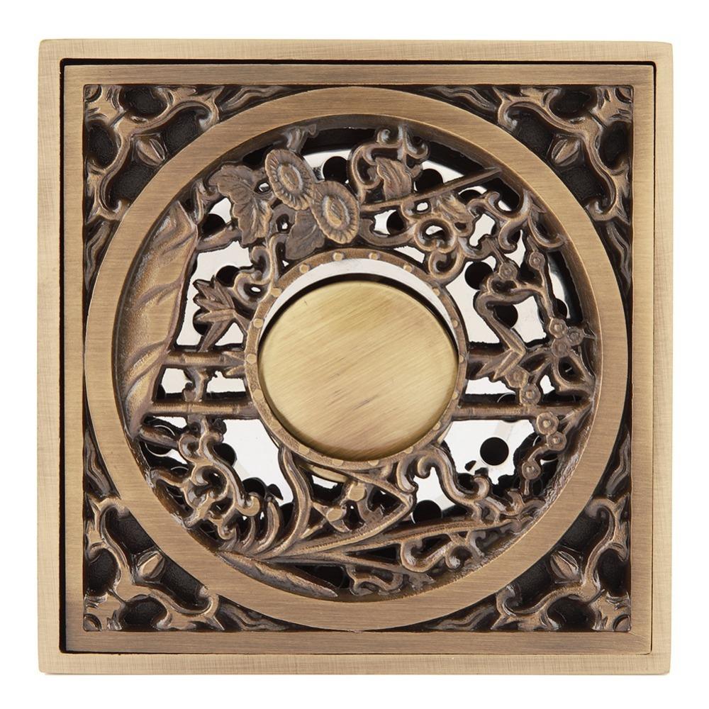 Square Bathroom Waste Drain Brass Ground Drainer Antique Strainer Cover Grate Shower