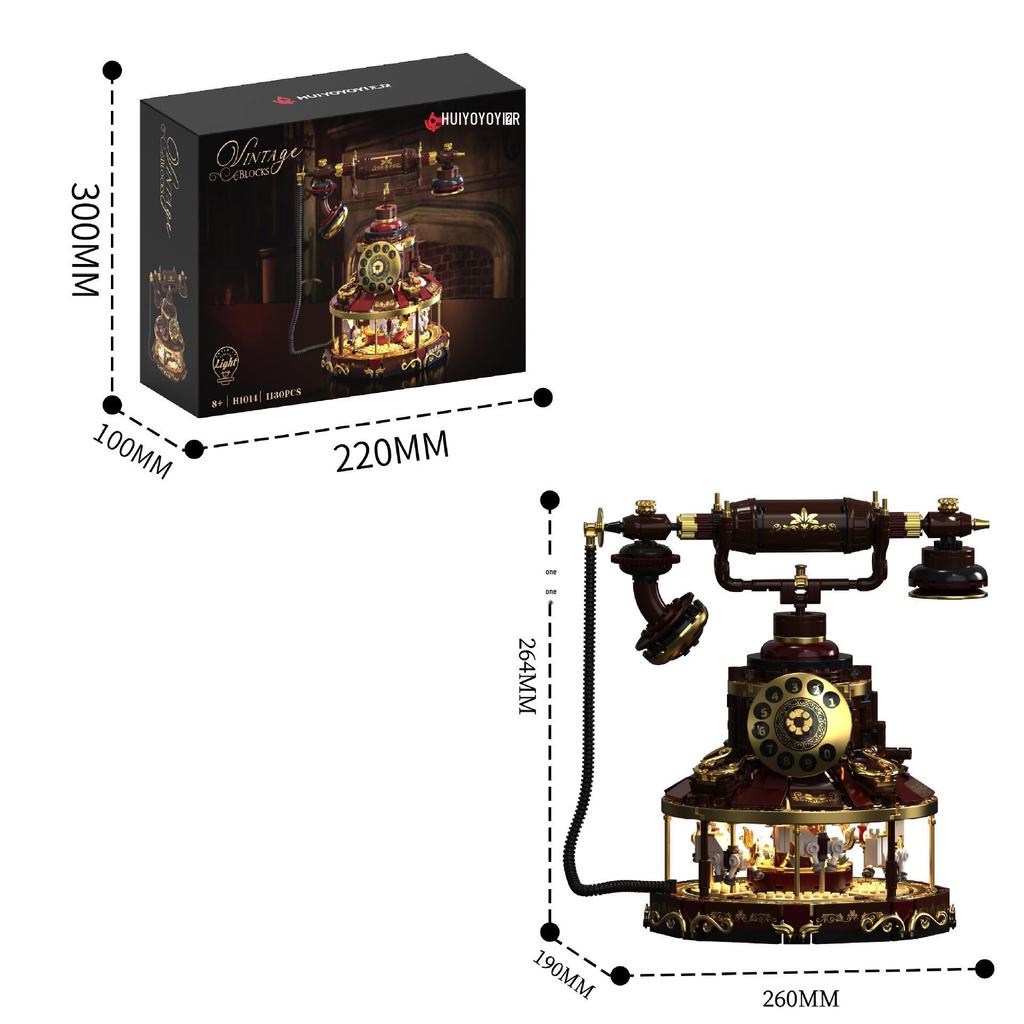 Huiji H1014 Retro European-Style Carousel Telephone Building Blocks for Kids