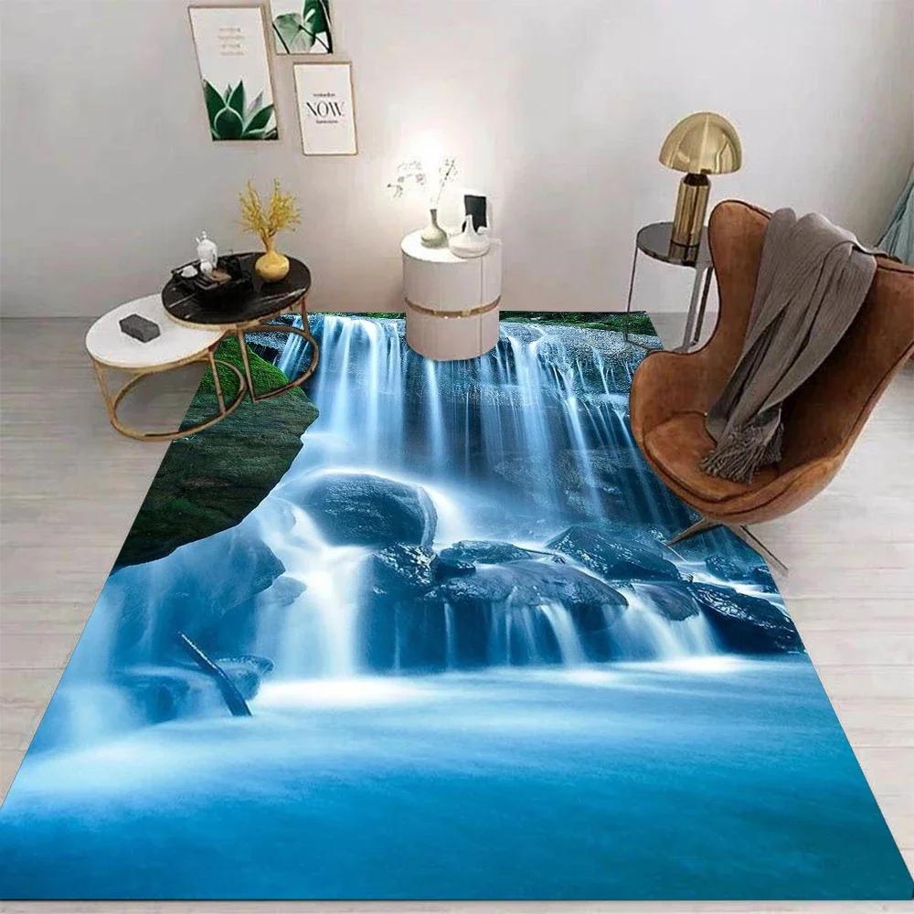 Landscape Cartoon Area Rug Non-Slip Washable Mat for Living Room Bedroom Kitchen Sofa Table Balcony Home Decor Floor Carpet