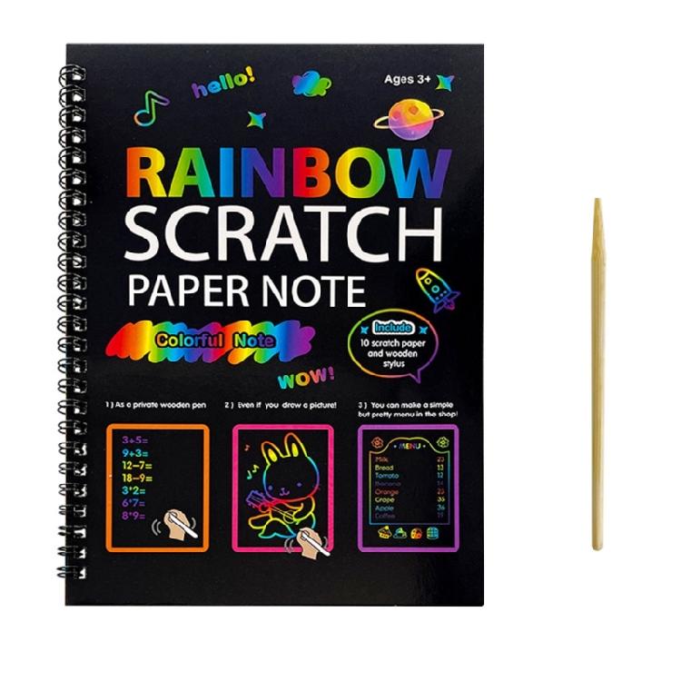 Portable Scratch Drawing Book Built in Colorful Pattern Twin Coil Binding Doodling Book for Children Adult Art Drawing