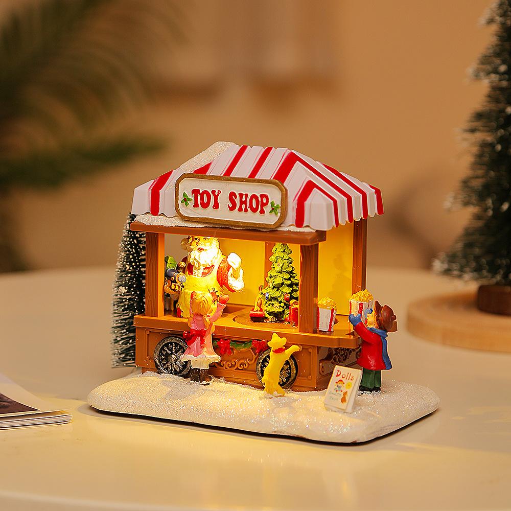 New Christmas Decorations Christmas Gifts Glowing Music House Tabletop Ornaments Resin Crafts