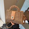 2025 Women Leisure Rattan Tote Box Lady Handbag Trendy Weaving Crossbody Bag Retro Straw Summer Beach Bag Messenger Bag