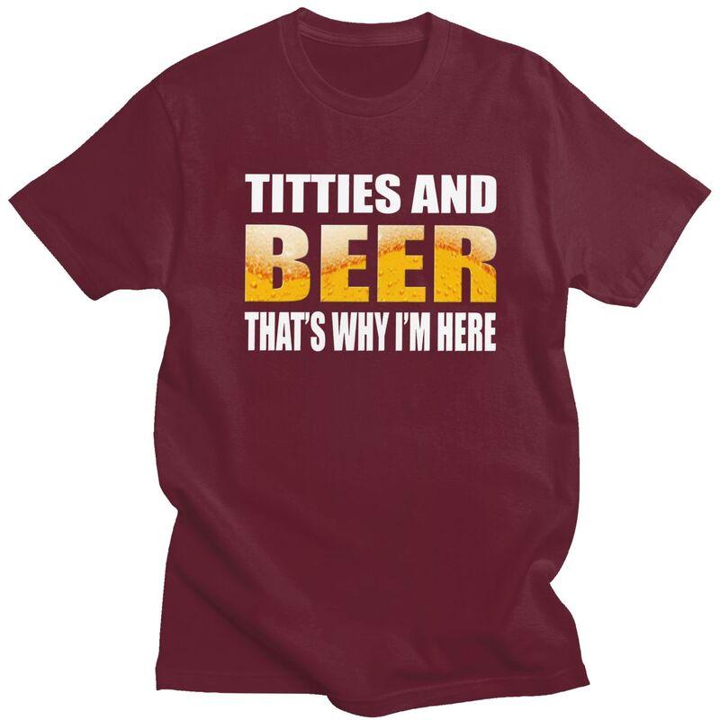 Custom Titties And Beer Tshirts for Men Short Sleeves Leisure T Shirt Fashion Tshirts Loose Fit 100 Cotton Tees Gift