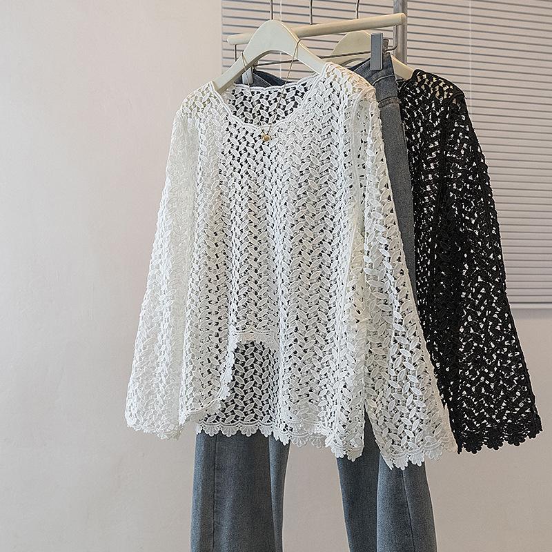 

Korean Style Plus Size Women s Hollow-Out Waist-Cinching Casual Cover-Up 4XL белый