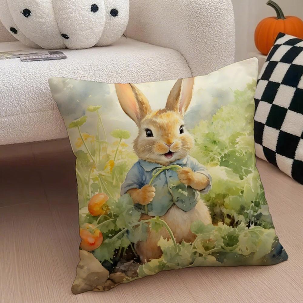 Classic Cute British PPeter Rabbit Cushion Cover Throw Pillow Cover Hidden Button Durable Polyester Chair Cushion