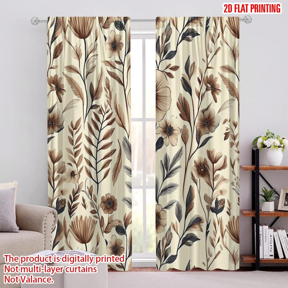

2D flat printing 2pcs Curtain Boho Garden of Nostalgia Branches Leaves Blackout Polyester Wall Decor for Holiday Family Party 52.50 × 116.00 cm 2 pcs