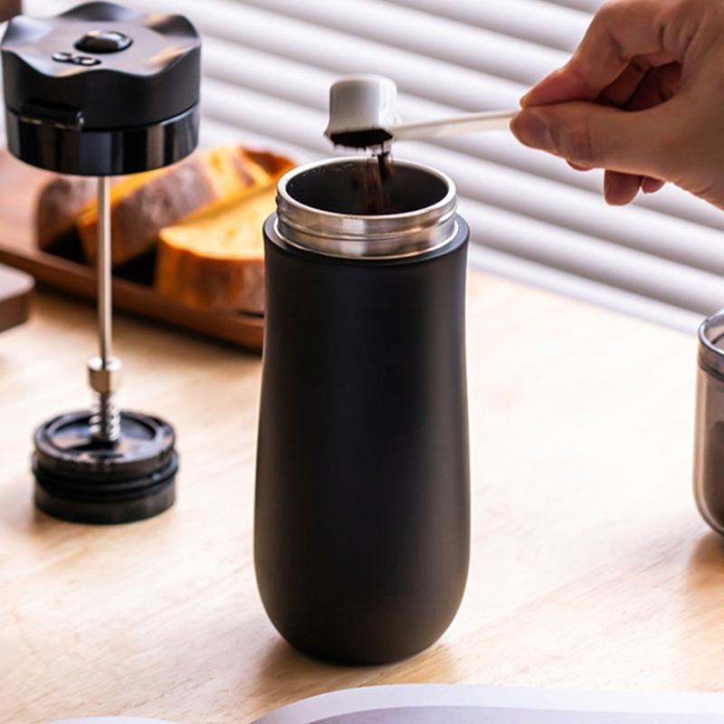 Travel Friendly Stainless Steel French Press Coffees Brewer Double Meshes Filter Vacuum Insulation French Press