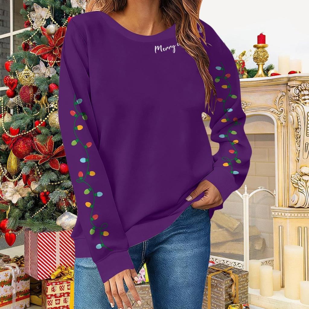 Women Tops Women's Long Sleeve Sweatshirt Casual Crewneck Loose Fit Pollover Fleece Tops