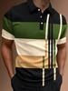 Geometric Striped Short Sleeve Polo Shirt, Stylish Casual Top