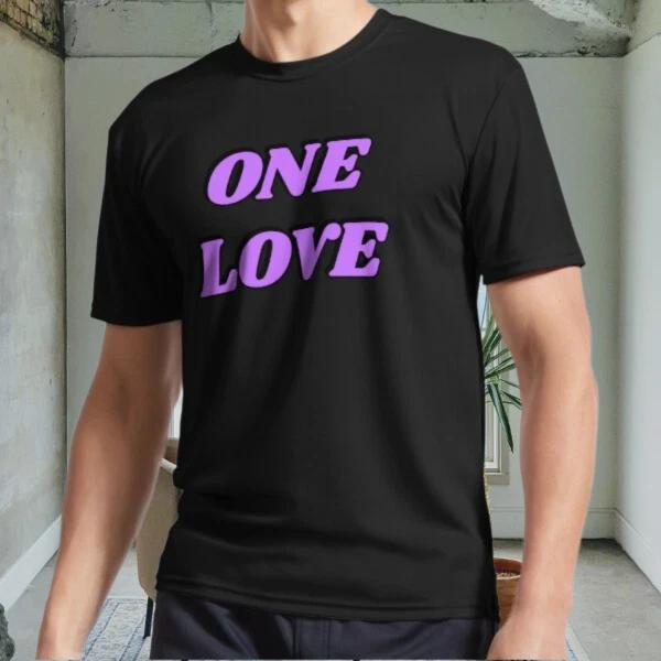 

New ONE LOVE Active Logo Men s Black T shirt Funny Size S to 5XL S