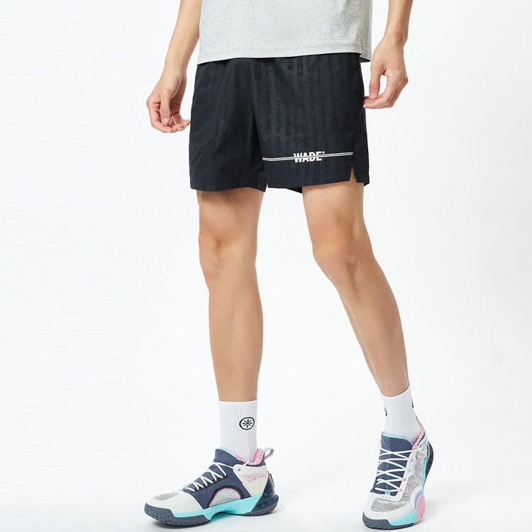 Li-Ning Wade Series Letter Print Quick-Dry Loose Fit Casual Shorts Men shorts Black AKSR355-3