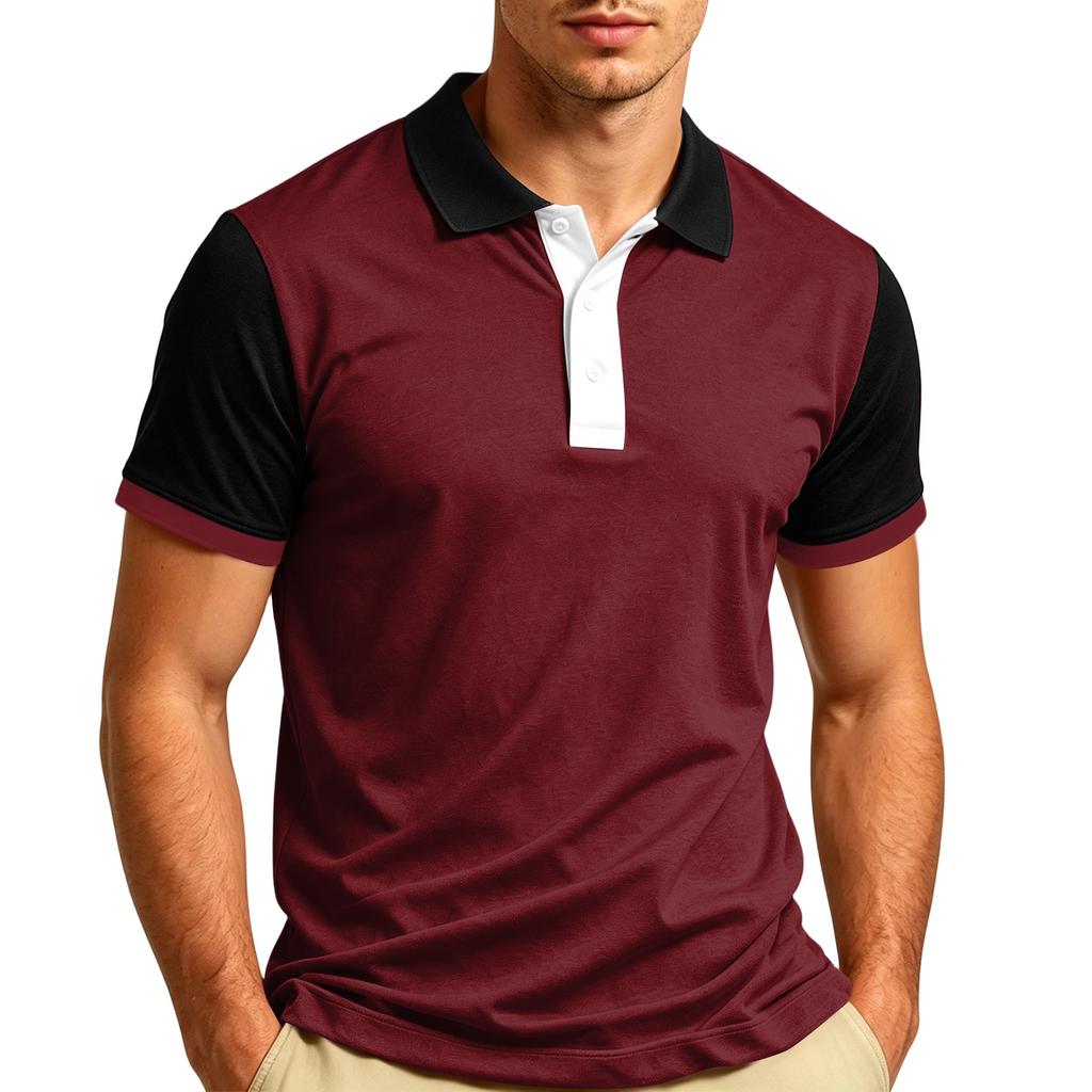 Maglietta Polo Casual da Uomo a Manica Corta con Collo T-shirt Tessuto Leggero Traspirante Morbido Top Estivo