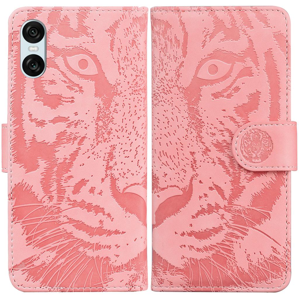 For Sony Xperia 10 VI Wallet Case Tiger Pattern PU Leather Folio Flip Phone Cover