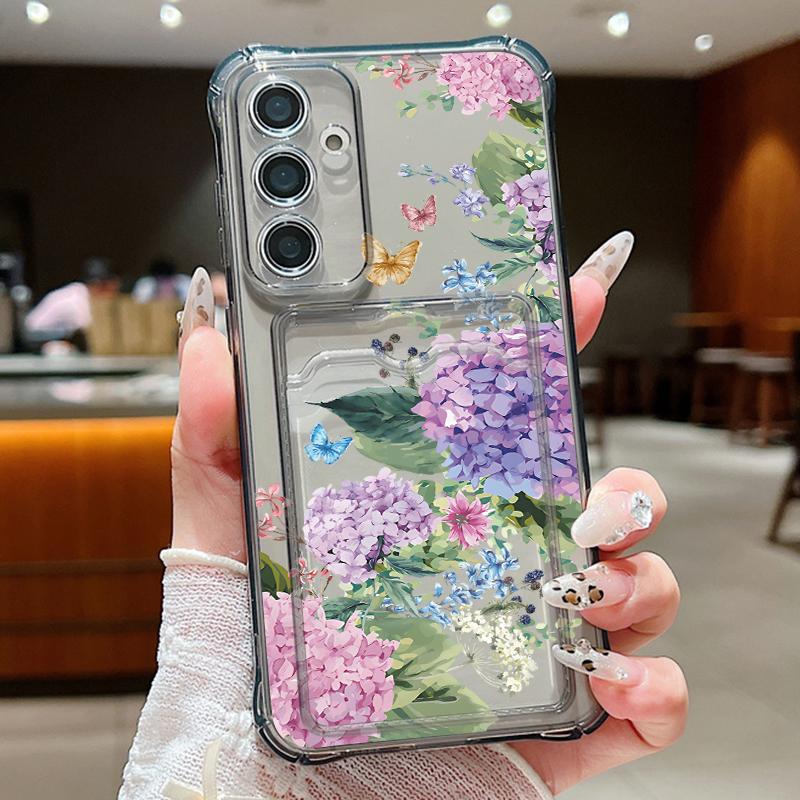 

Фиолетовый цветочный принт прозрачный ударопрочный чехол для Samsung S24 FE S23 Ultra S22 A16 A15 A55 A54 A35 A34 A14 слот для карт мягкий силиконовый прозрачный чехол для телефона Samsung A06 серый
